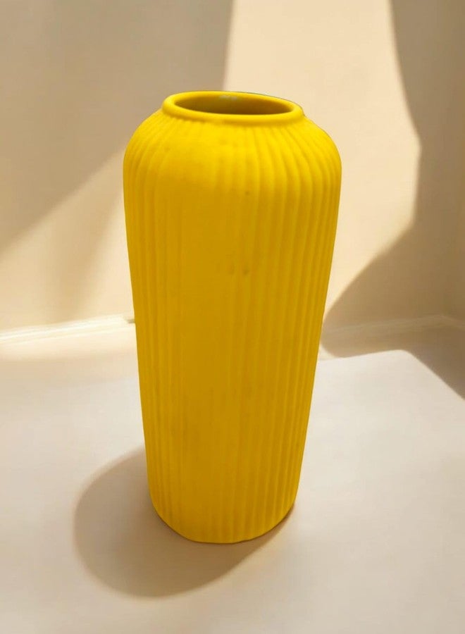 Artisans Bazar مزهرية/وعاء زهور سيراميك عصري مموج من ARTISANS BAZAR لغرفة المعيشة، ديكور منزلي، مزهريات خطية لتزيين المنزل، غرفة المعيشة، أفكار ديكور المكتب، (أصفر، 10 بوصات) - Image 4